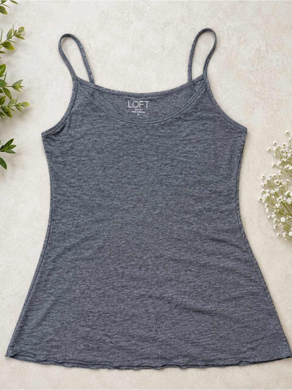 LOFT Charcoal Gray Spaghetti Strap Camisole womans summer top
